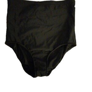 Black High-Waist Swim Brief Bottoms – Women's Retro Bikini Style, Tummy Control